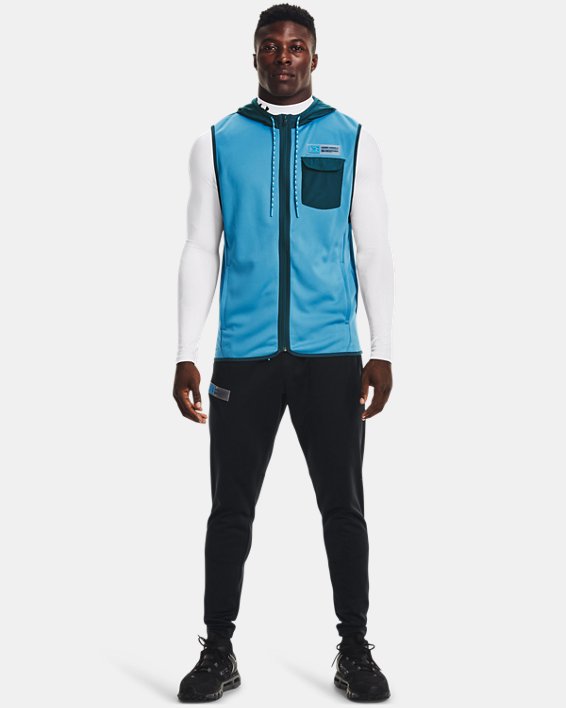 Men's Armour Fleece® Storm Hooded Vest, Blue, pdpMainDesktop image number 2